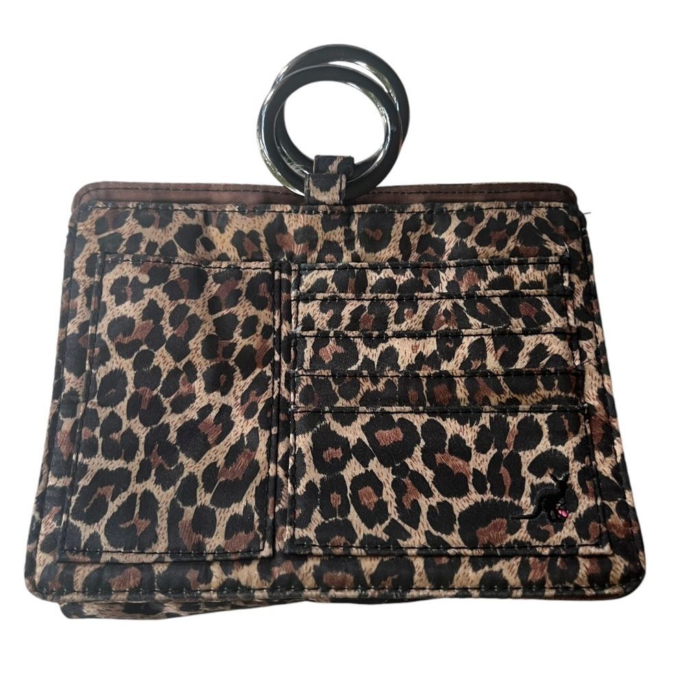 Pouchee thin wallet leopard print satin purse